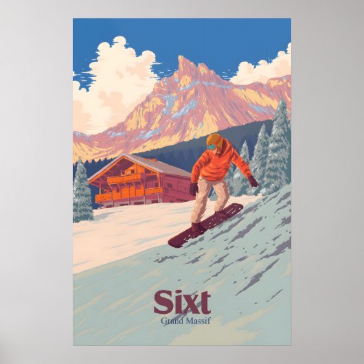 Sixt Snowboarden Reisposter Poster (Voorkant)