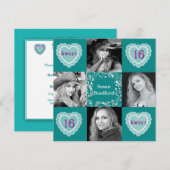 SIXTEEN FOTO BIRTHDAY-INVITATIE KAART (Voorkant / Achterkant)