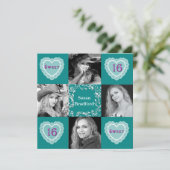 SIXTEEN FOTO BIRTHDAY-INVITATIE KAART (Staand voorkant)