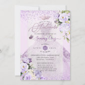 Sixteenera Dusty Lila Paars Glitter Gown Kaart (Achterkant)