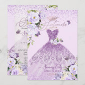 Sixteenera Dusty Lila Paars Glitter Gown Kaart (Voorkant / Achterkant)