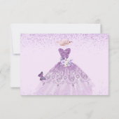 Sixteenera Save the Date Dusty Paarse Gown Kaart (Achterkant)