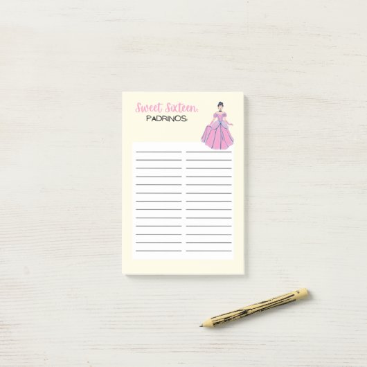 SIXTEENLIJST VAN SWEET POST-IT® NOTES (Op bureau)