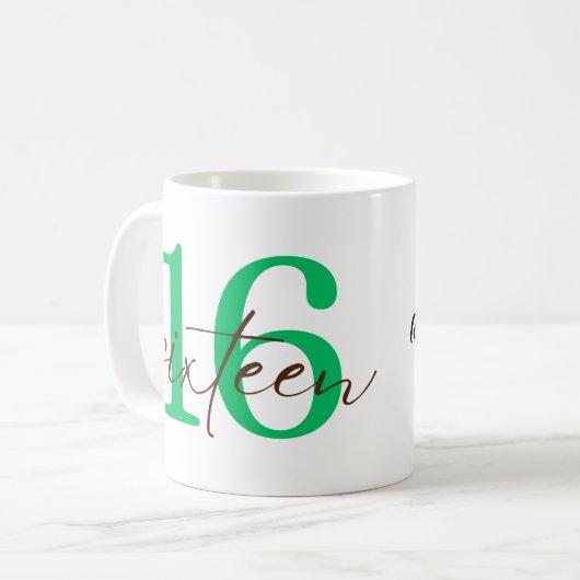 Sixteenth Year with Personalization Koffiemok (Voorkant links)