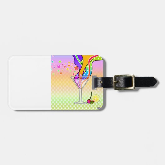 SIXTEITEN POP ART STYLE MARTINI BAGAGELABEL (Voorkant horizontaal)