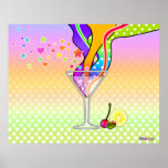 SIXTEITEN POP ART STYLE MARTINI POSTER<br><div class="desc">Martini gaat Pop Kunst met retro-stijl pop martini glas dat gewoon barst met stromende en kleurrijke sixties stijl graphics ala de Gele Onderzeese cartoon flair. Een hedendaagse martini krijgt een kleine bloemenkraan en een paar leuke tuinkers worden opgetild om een leuk kunstwerk te creëer dat een happy hour retro vergt...</div>