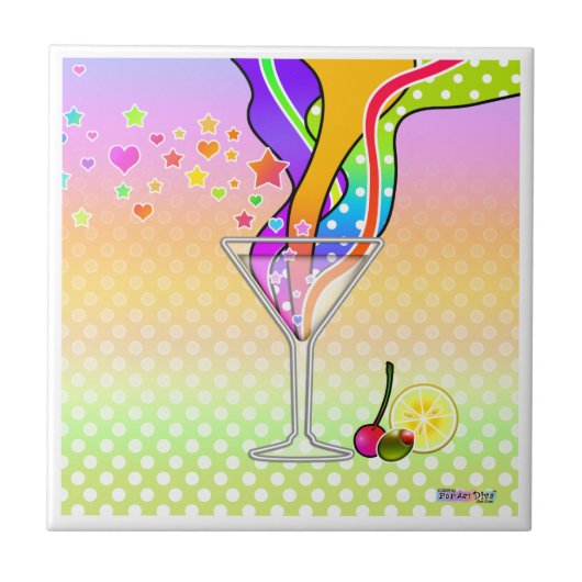 SIXTEITEN POP ART STYLE MARTINI TEGELTJE (Voorkant)