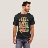 Sixth Grad Squad Teacher  Retro Groovy Easter Bunn T-shirt (Voorkant volledig)