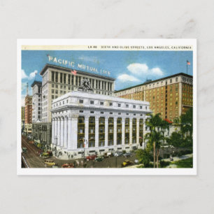 Sixth & Olive Sts., Los Angeles 1933 Vintage Briefkaart