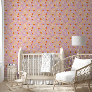 Sixties bloem behang