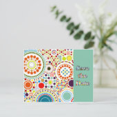 Sixties Circles Sla de datum op Aankondigingskaart (Staand voorkant)