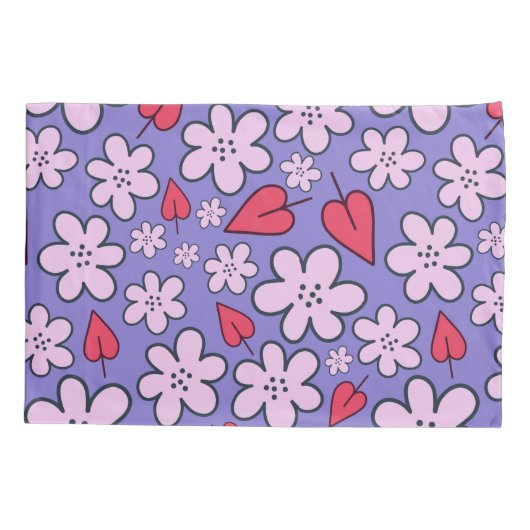 Sixties Flower Doodle Kussensloop (Achterkant)