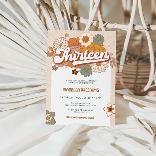 Sixties Groovy Retro 13e verjaardag Kaart