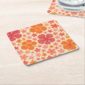 Sixties Hawaiian hibiscus patroon Kartonnen Onderzetters (Schuin)