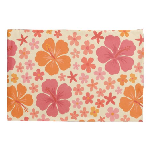 Sixties Hawaiian hibiscus patroon Kussensloop (Achterkant)