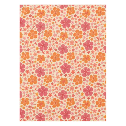 Sixties Hawaiian hibiscus patroon Tafelkleed (Voorkant)
