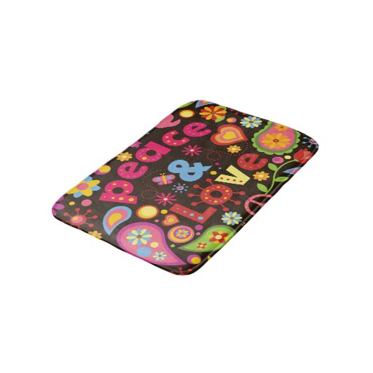 Sixties Hippie Hippy Peace and Love Bath mat (Gekanteld)