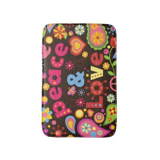 Sixties Hippie Hippy Peace and Love Bath mat (Voorkant Verticaal)