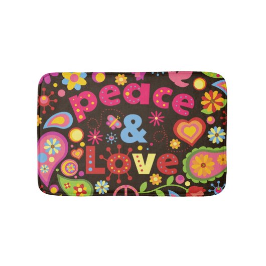 Sixties Hippie Hippy Peace and Love Bath mat (Voorkant)
