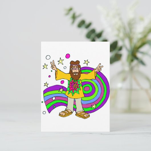 Sixties Hippy Briefkaart (Staand voorkant)