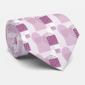 Sixties Mod Retro Swirl- en Square Mauve-patronen Stropdas (Opgerold)
