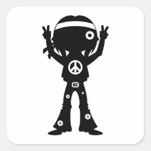 Sixties Peace Hippie Silhouette Vierkante Sticker