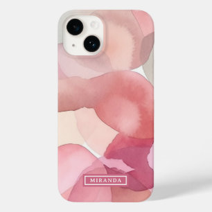 Sixties Roze Abstract Waterverf Art Name Sjabloon Case-Mate iPhone 14 Hoesje