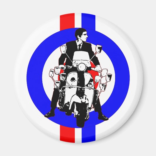 Sixties Scooter Rideron doel en strepen Magneet (Voorkant)