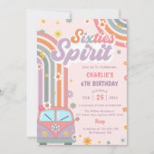 Sixties Spirit Groovy Daisy 1e verjaardagsfeestje Kaart (Voorkant)