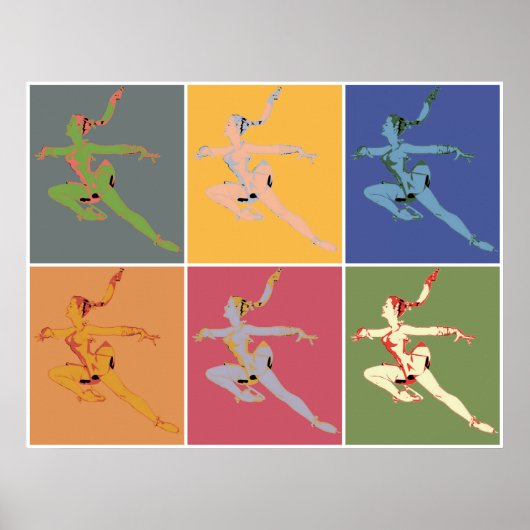 Sixties style popart ice ballerina x 6 poster (Voorkant)