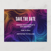 Sixties Vibe Circles & Swirls Koel Bewaar de datum Uitnodiging Briefkaart (Voorkant)