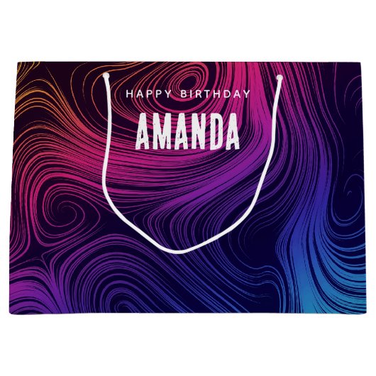 Sixties Vibe Circles & Swirls Koele Verjaardag Groot Cadeauzakje (Voorkant)