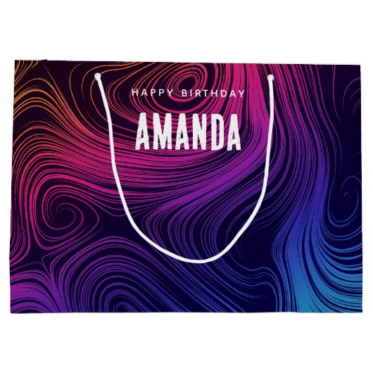 Sixties Vibe Circles & Swirls Koele Verjaardag Groot Cadeauzakje (Achterkant)