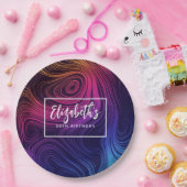 Sixties Vibe Circles & Swirls Koele Verjaardag Papieren Bordje (Feest)