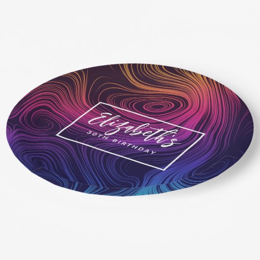 Sixties Vibe Circles & Swirls Koele Verjaardag Papieren Bordje (Gekanteld)