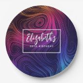 Sixties Vibe Circles & Swirls Koele Verjaardag Papieren Bordje (Voorkant)