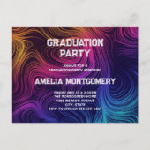 Sixties Vibe Circles & Swirls Pattern Afstuderen Uitnodiging Briefkaart (Voorkant)