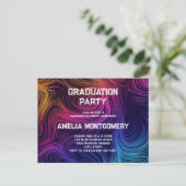 Sixties Vibe Circles & Swirls Pattern Afstuderen Uitnodiging Briefkaart (Staand voorkant)