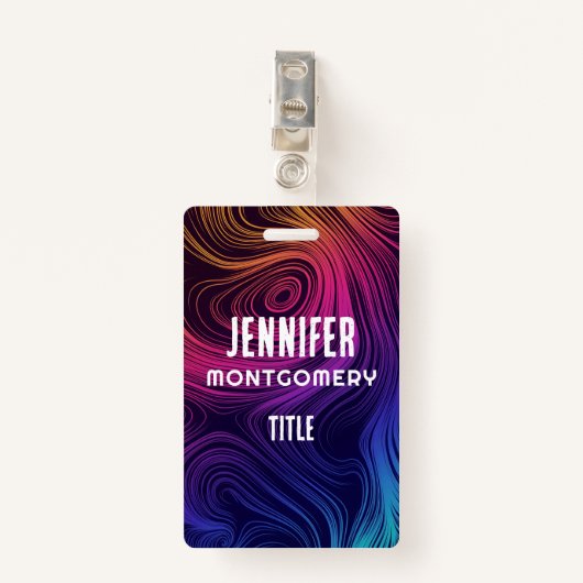 Sixties Vibe Cirkels & Swirls Koel Patroon Badge (Voorkant met clip)