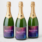 Sixties Vibe Cirkels & Swirls Koel Patroon Bruilof Sparkling Wijnetiket (Flessen)