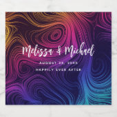 Sixties Vibe Cirkels & Swirls Koel Patroon Bruilof Sparkling Wijnetiket (Enkel label)