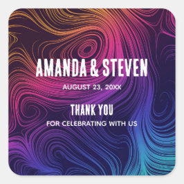 Sixties Vibe Cirkels & Swirls Koel Patroon Bruilof Vierkante Sticker