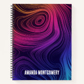 Sixties Vibe Cirkels & Swirls Koel Patroon Notitieboek (Voorkant)