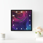 Sixties Vibe Cirkels & Swirls Koel Patroon Vierkante Klok (Huis)