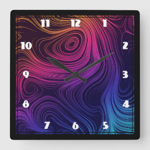 Sixties Vibe Cirkels & Swirls Koel Patroon Vierkante Klok