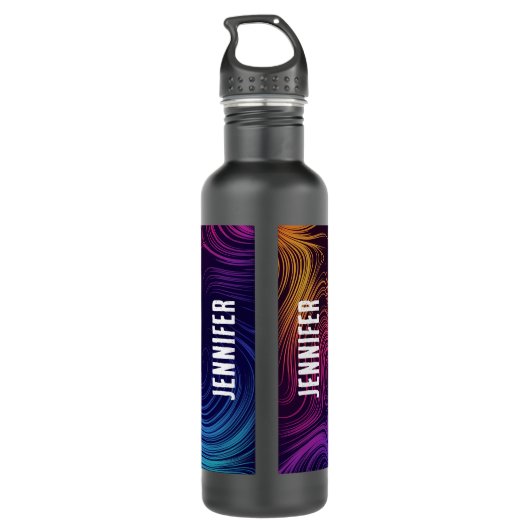 Sixties Vibe Cirkels & Swirls Koel Patroon Waterfles (Achterkant)