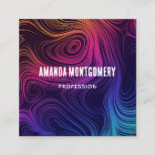 Sixties Vibe Cirkels & Swirls Patroon Vierkante Visitekaartje (Voorkant)
