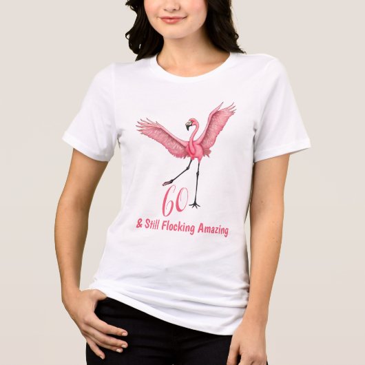  Sixtieth Birthday Flamingo Flocking Amazing Tri-Blend Shirt (Voorkant)