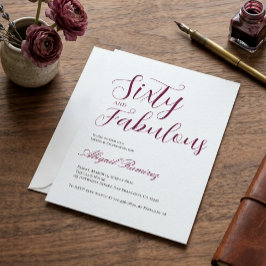 Sixtieth Birthday Party Invitation White Photo  Kaart