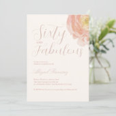 Sixtieth Birthday Party Soft Rose Pastel Photo  Kaart (Staand voorkant)